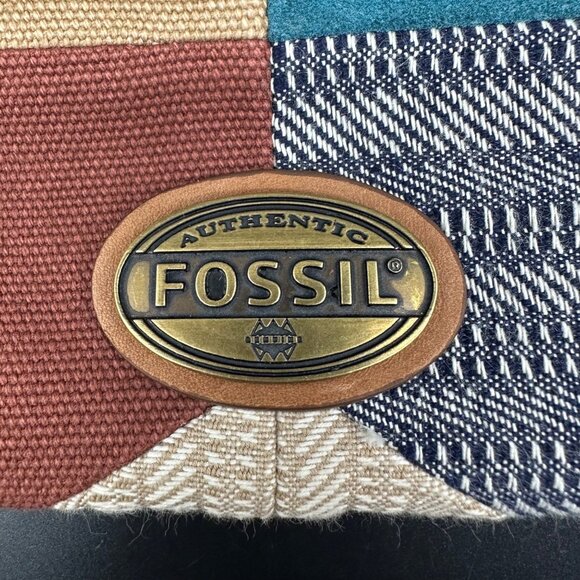 Fossil Patchwork Crossbody Purse Coin Pouch Wallet Vintage 90s Y2K Boho Leather - Picture 11 of 13